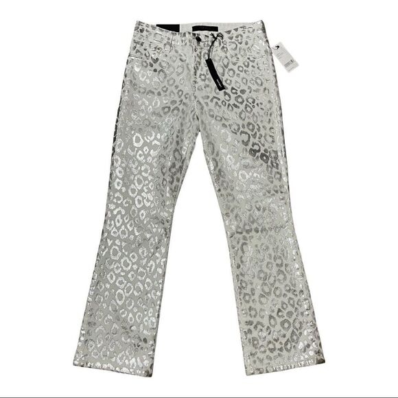 NWT J. Brand Selena Snow Leopard Mid-Rise Crop Bootcut Jeans Sz 25 - Picture 4 of 13